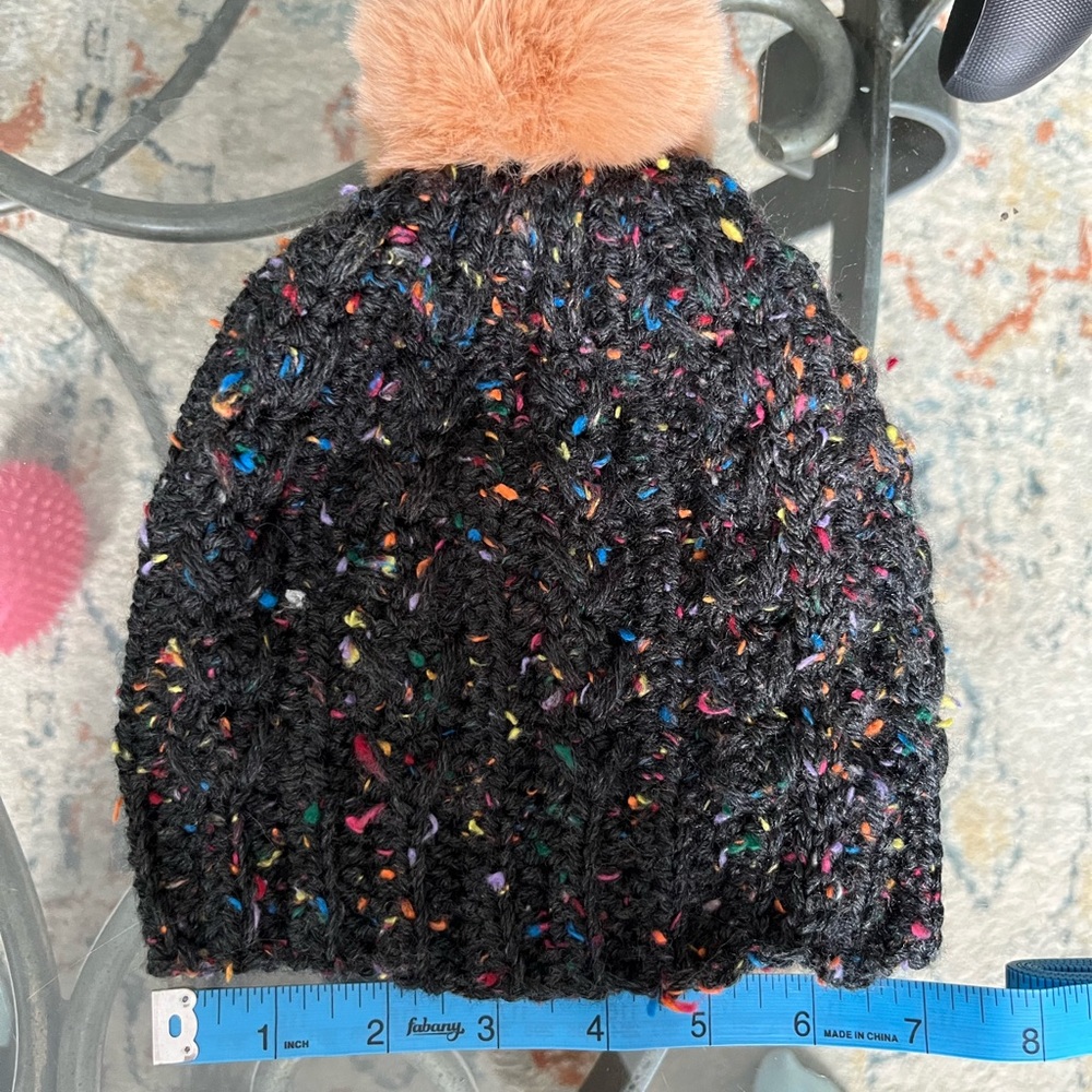 Tween Multicolor Handmade Beanie with Pom Pom